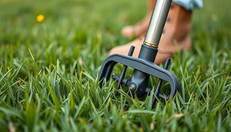 Lawn aerator tool in use for lawn care Shelby MI