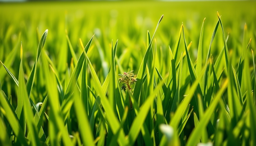 Close-up of vibrant green grass representing lawn fertilization and weed control services in Muskegon.