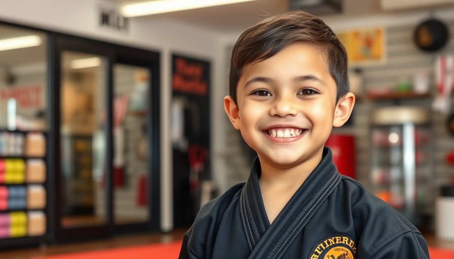 Martial arts education for children Gurnee: smiling child in uniform.