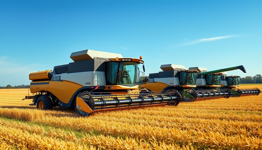 Advanced fleet management solutions with modern harvesting equipment in a field.