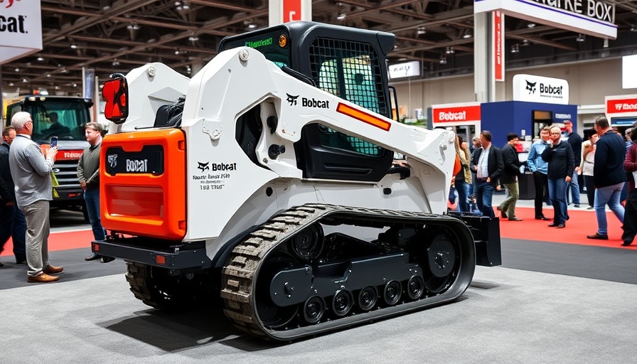 Bobcat T86 Compact Track Loader displayed indoors at exhibition.