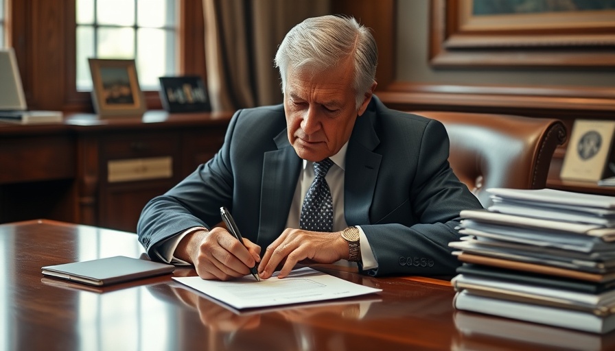 Person signing documents at a desk, apply for Social Security in Muskegon.