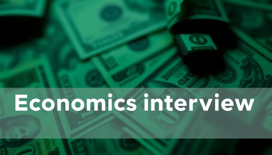 Green finance background with economic interview text; maximize benefits Muskegon.