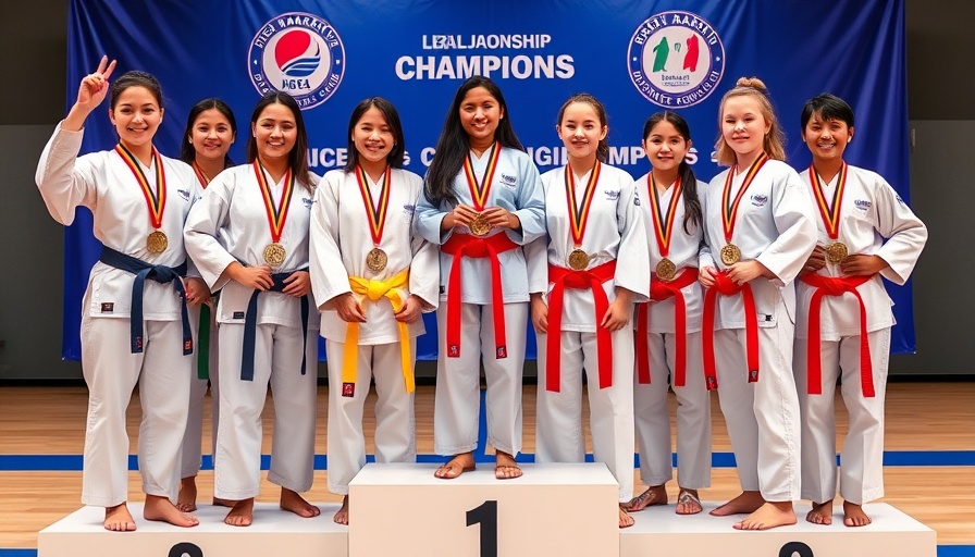 UAE Karate Team at Asian Championship with medals on podium.