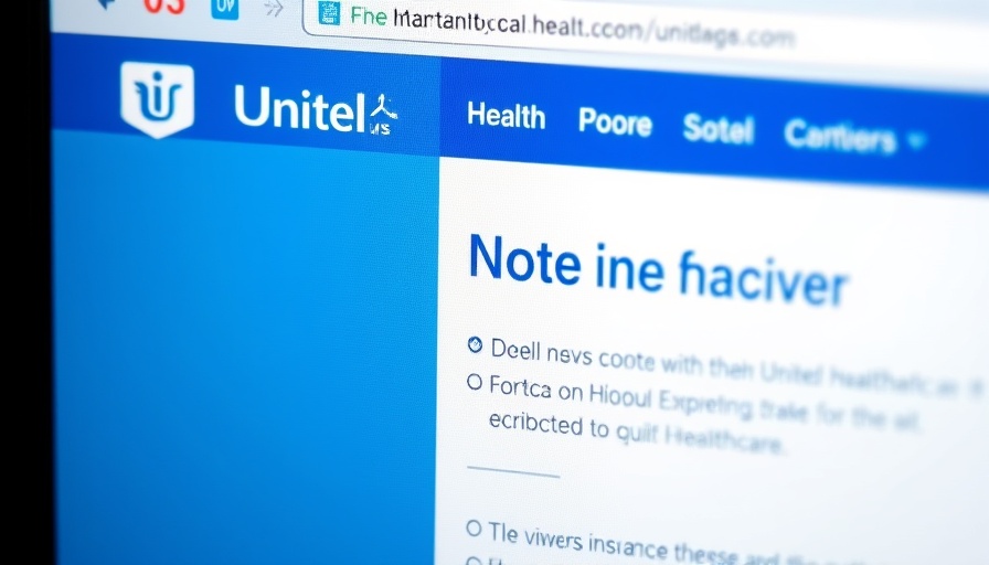 Close-up of United Healthcare website showing insurance options.