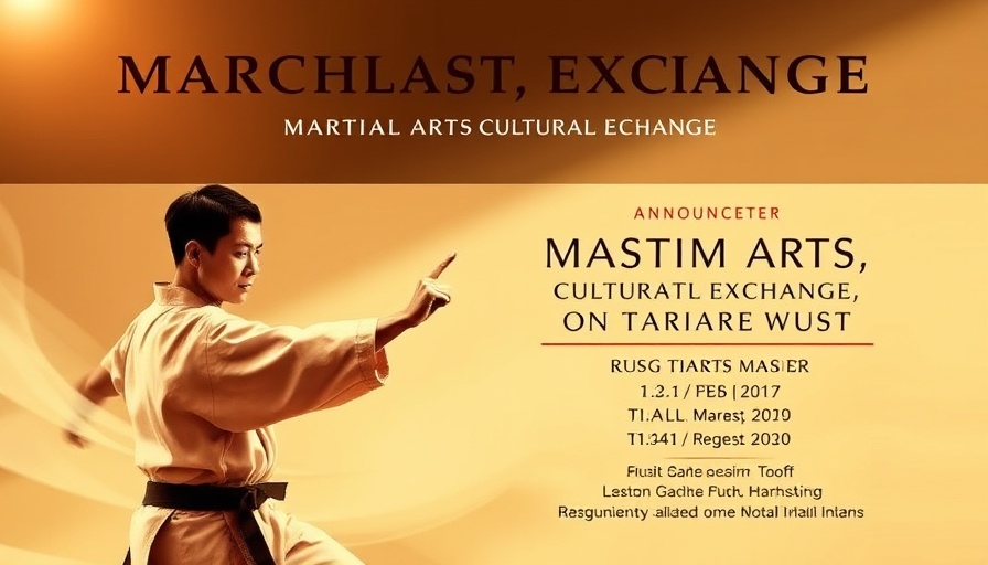 Okinawa Martial Arts Cultural Exchange event poster with guest instructors.