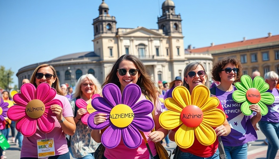 Participants holding colorful signs at Walk to End Alzheimer's event.