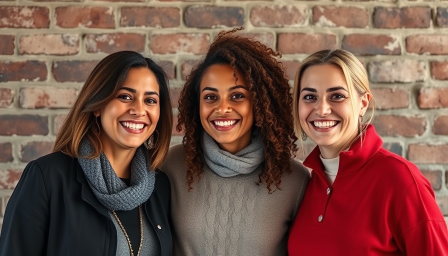 Three women representing Glacial Ridge mental health care expansion smiling in front of a brick wall.