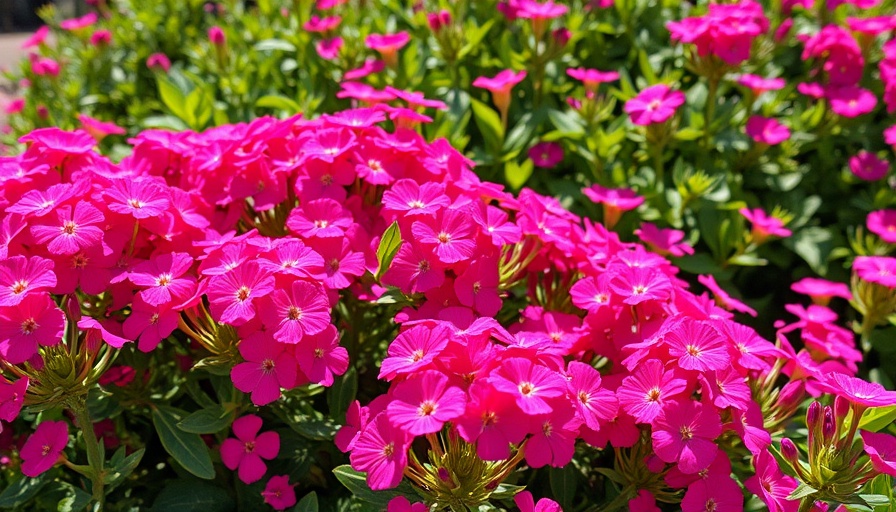 Vibrant pink hardy annual flowers for September planting in a garden.