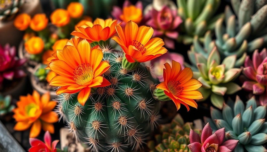 Vibrant cactus with orange flower in Muskegon garden tips.