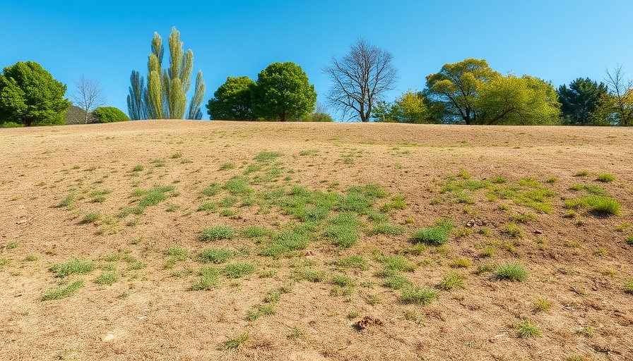 Dry sloped lawn showing neglect, needs fall care.