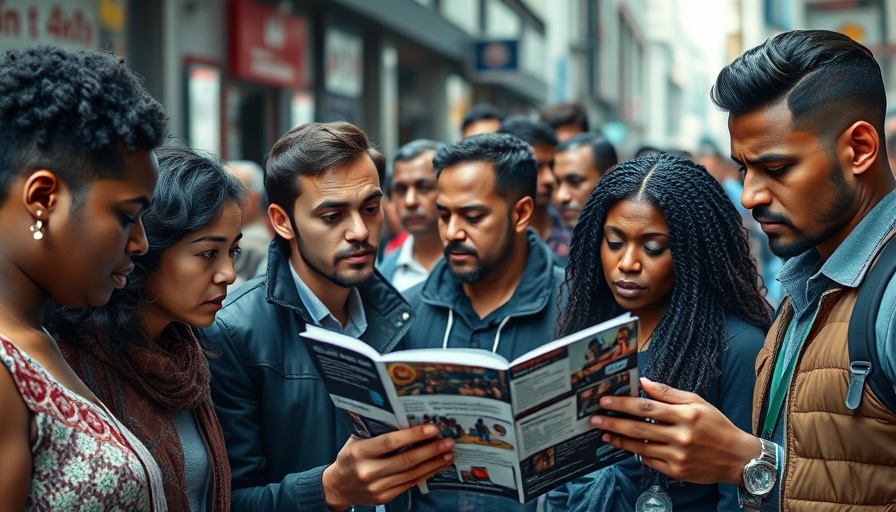 Intense group examining pamphlet on busy street scene for Karate Kid Legends Netflix Release.