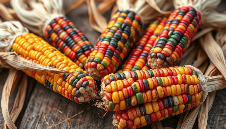 Vibrant ornamental corn varieties for fall decorating.