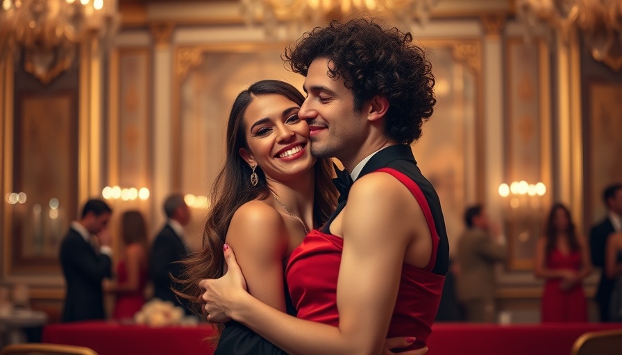 Couple's affectionate moment at event, green flags in relationships