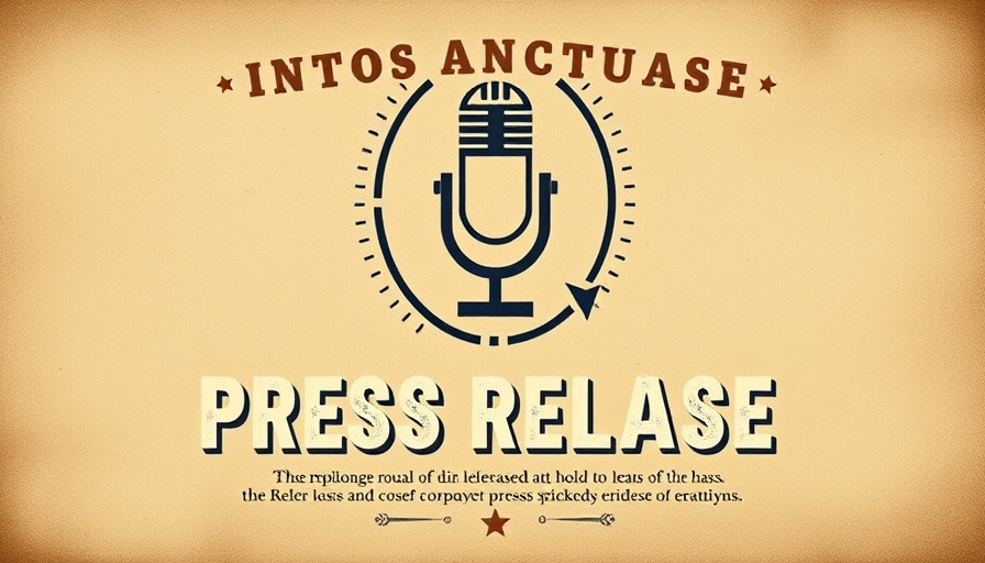 Retro press release layout with vintage icons and bold typography.