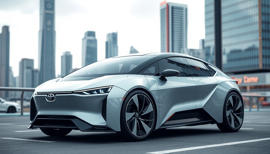 Futuristic electric vehicle showcasing BYD's growth story with urban backdrop, cinematic.