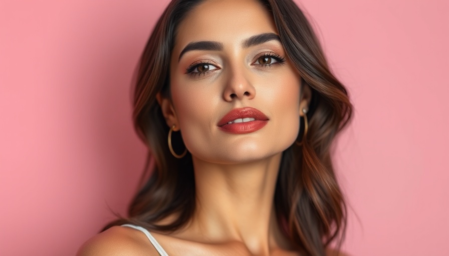 Elegant woman posing confidently against a soft pink backdrop.