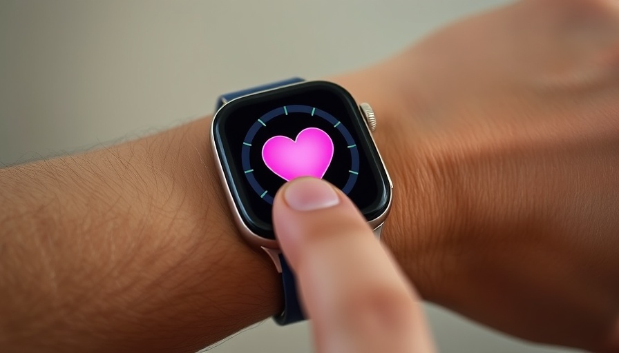 Newest technology in healthcare Muskegon: close-up of smartwatch heart icon.