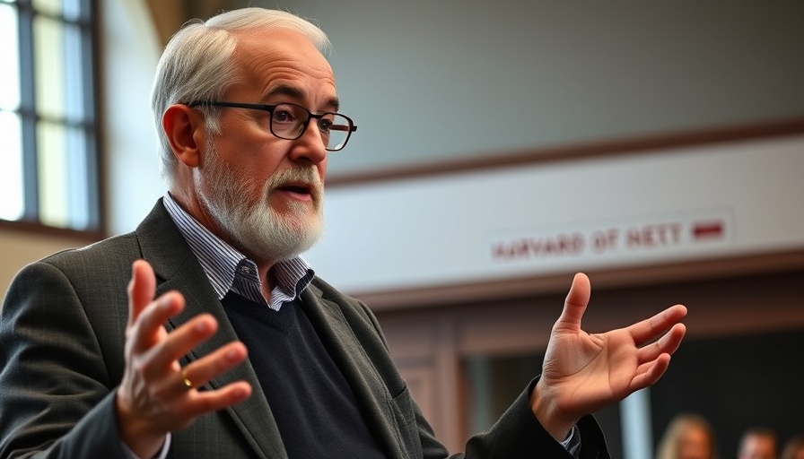 Speaker discussing retirement age eligibility facts at Harvard Radcliffe.