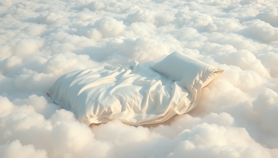 Surreal bed on clouds symbolizing excessive sleepiness, dementia warning sign.