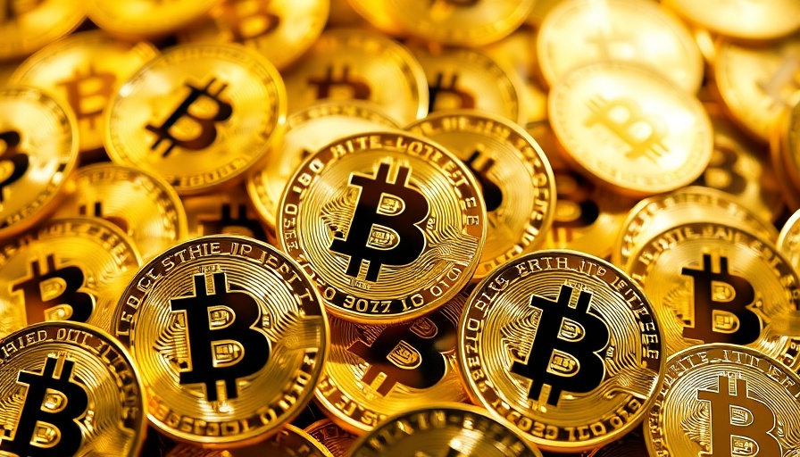 Shiny golden Bitcoin coins in a pile, symbolizing investment.