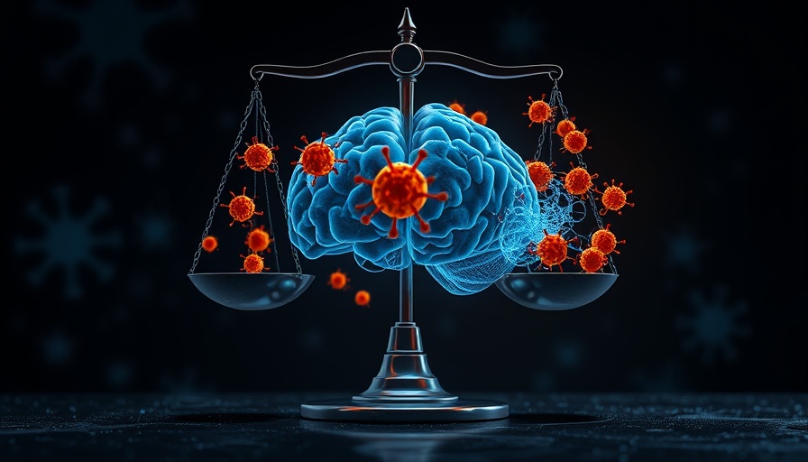 Digital scale illustrating Alzheimer's disease immune system balance.