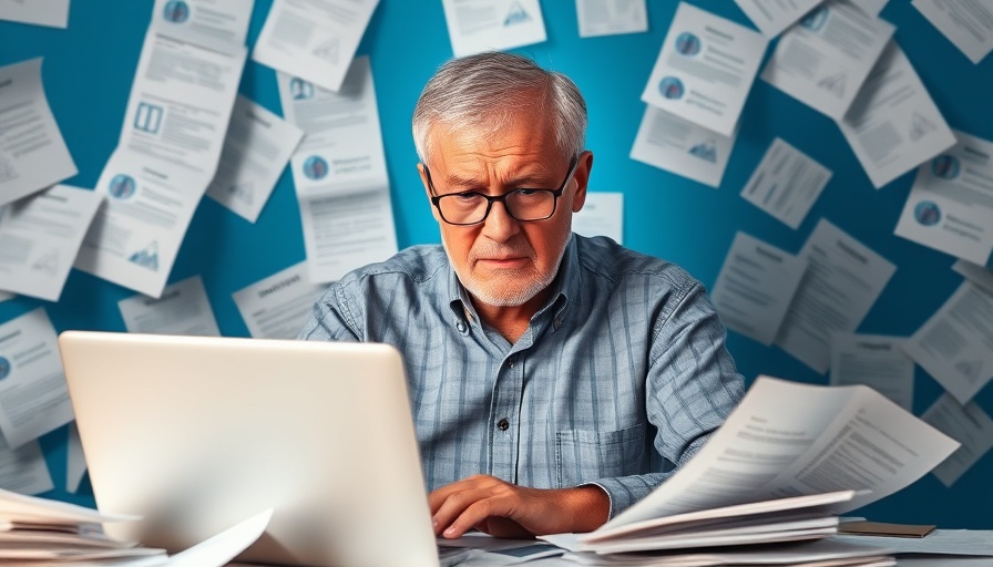 Older man frustrated with Medicare Advantage plan comparisons on laptop, Muskegon.
