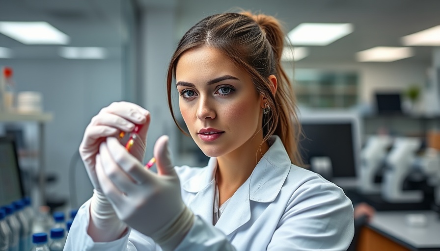 Clinical laboratory technician conducting analysis for mental health solutions.