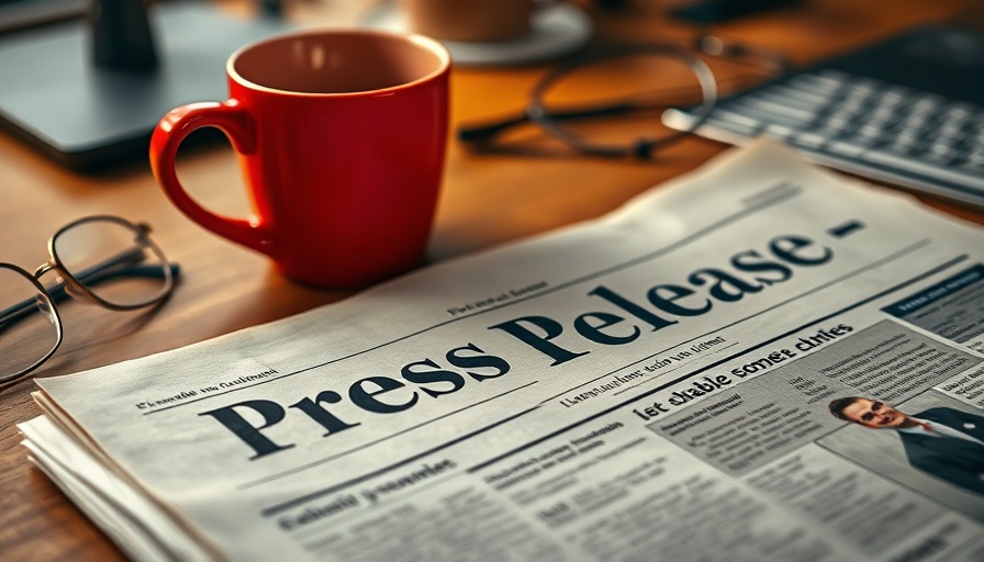 Press release on desk with coffee cup and glasses, Tree Care Services Expansion.