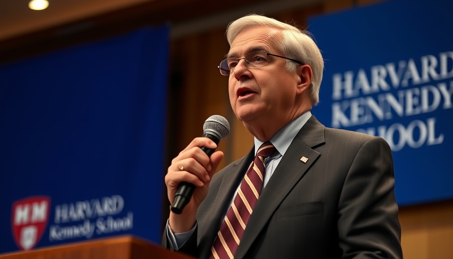 Distinguished man speaking at Harvard Kennedy School on retirement age eligibility.
