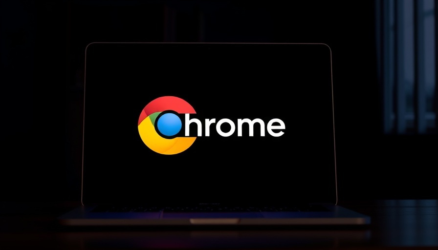 Laptop with a glowing Chrome logo, concept of transforming PCs to Chromebooks.