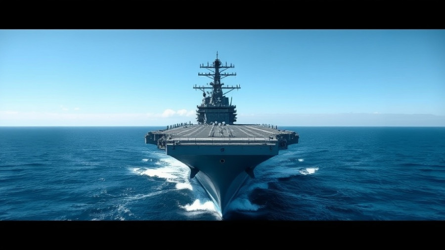 US military aircraft carrier in the Caribbean ocean.