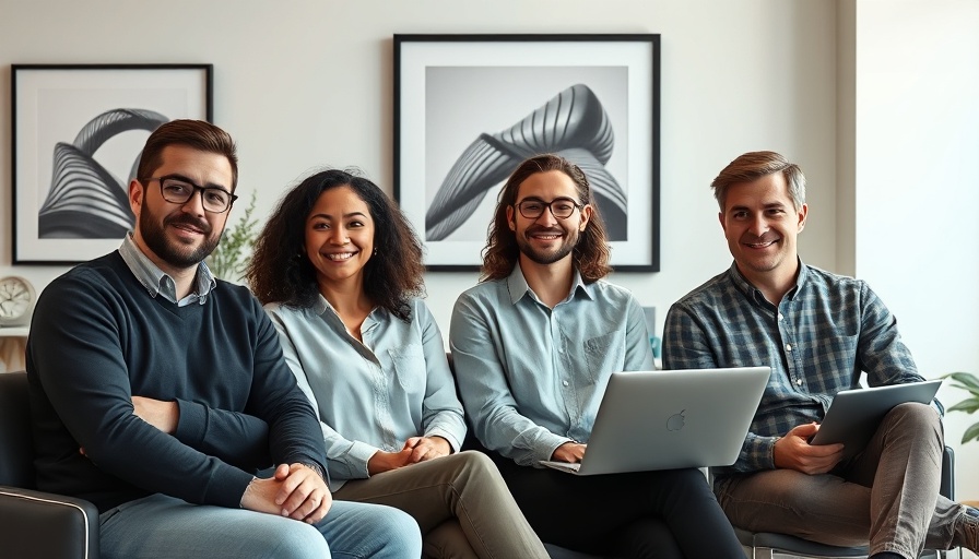 Casual group of tech professionals in modern office setting.