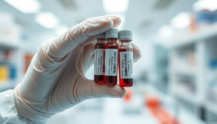 Gloved hands examining test vials, highlighting lab research