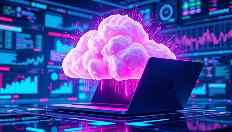 Futuristic cloud computing with vibrant data flow and graphs.