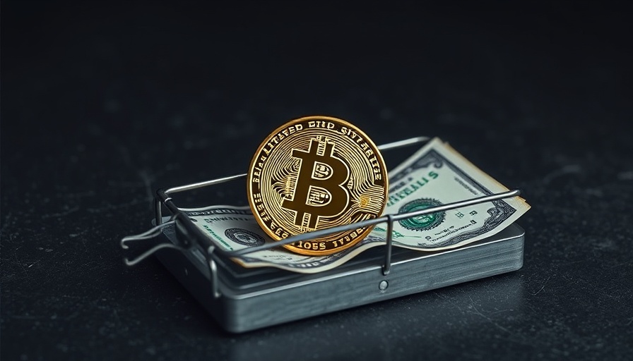 Symbolic image of crypto scams targeting seniors with Bitcoin in a trap.