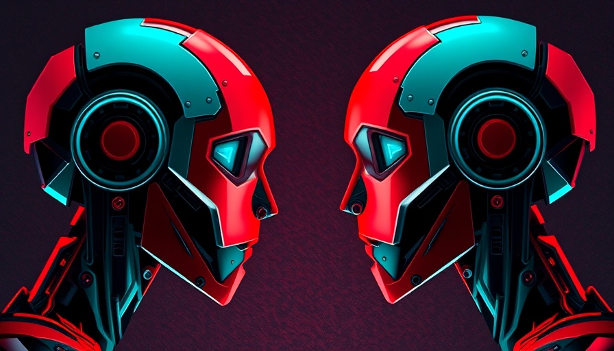 Vivid abstract AI robot heads representing AI crawlers in digital space