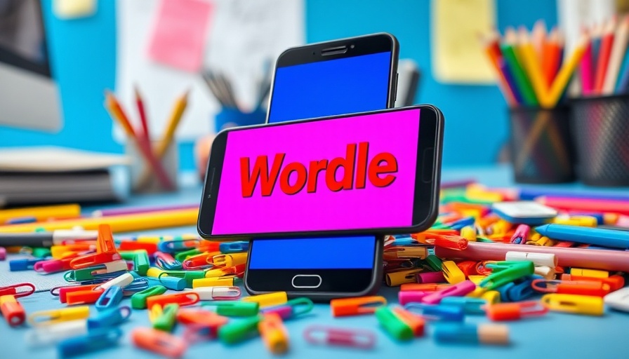 Wordle puzzle tips on smartphone with colorful paperclips.