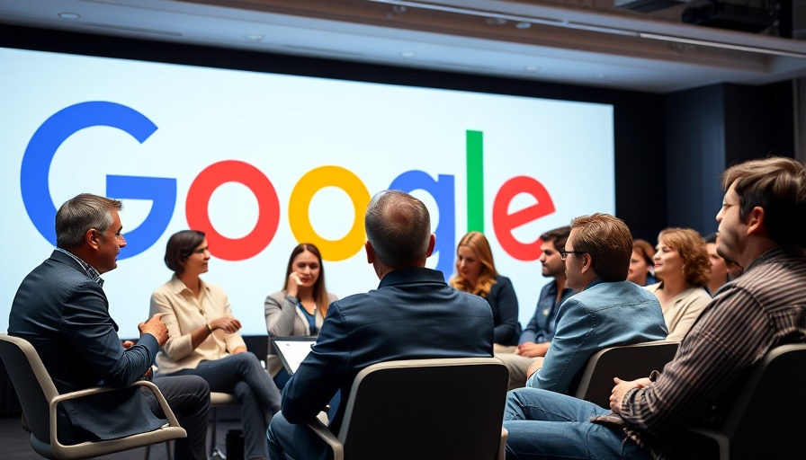 Panel discussion at tech event with Google logo backdrop.