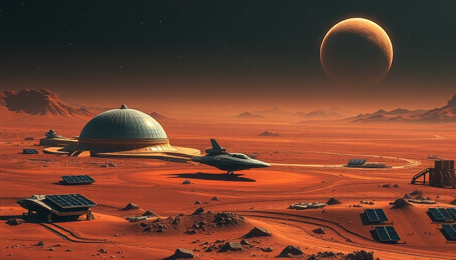 Futuristic Mars colony envisioning Elon Musk's colonization plan.