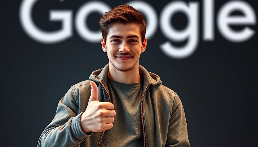 Confident man with thumbs up in front of Google logo, Google EEAT explanation.