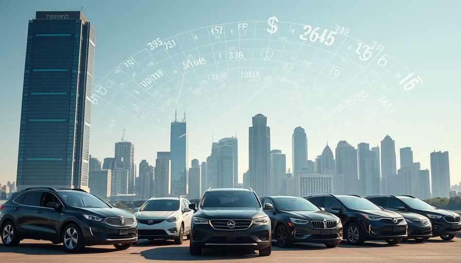Impact of Trump's tariffs on auto industry showcased in urban setting.