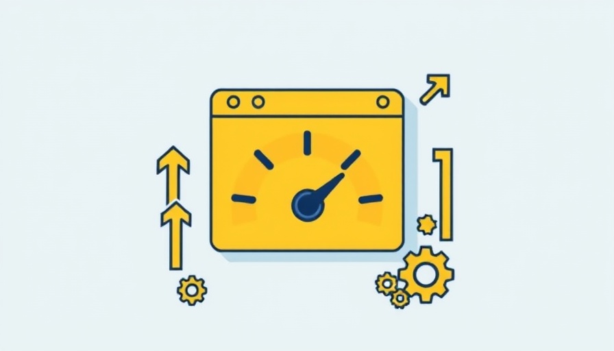 Illustrated performance gauge with browser window and arrows, symbolizing Google Chrome Mobile Testing Tools.
