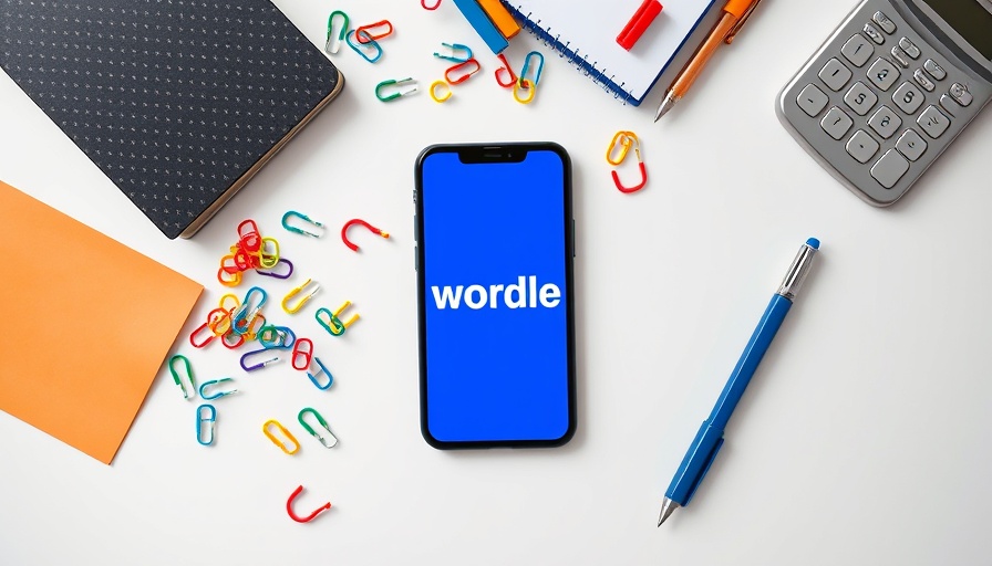 Professional workspace with Wordle tips and office supplies.