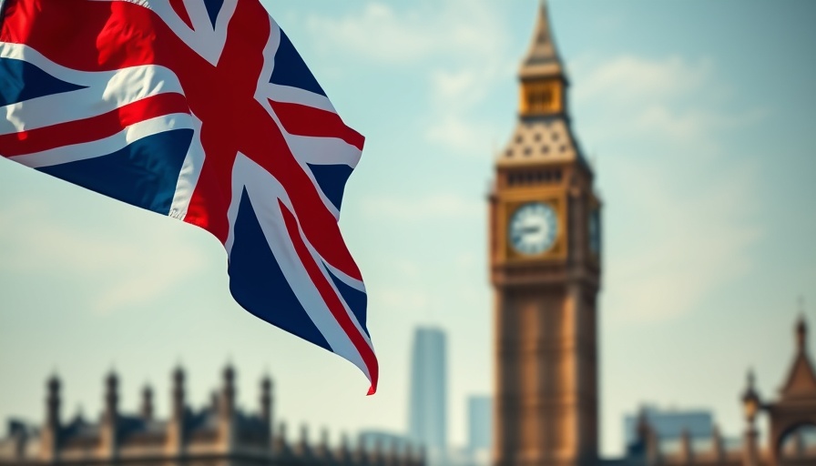 UK flag waving with Big Ben in the background, symbolizing UK startup funding crisis.