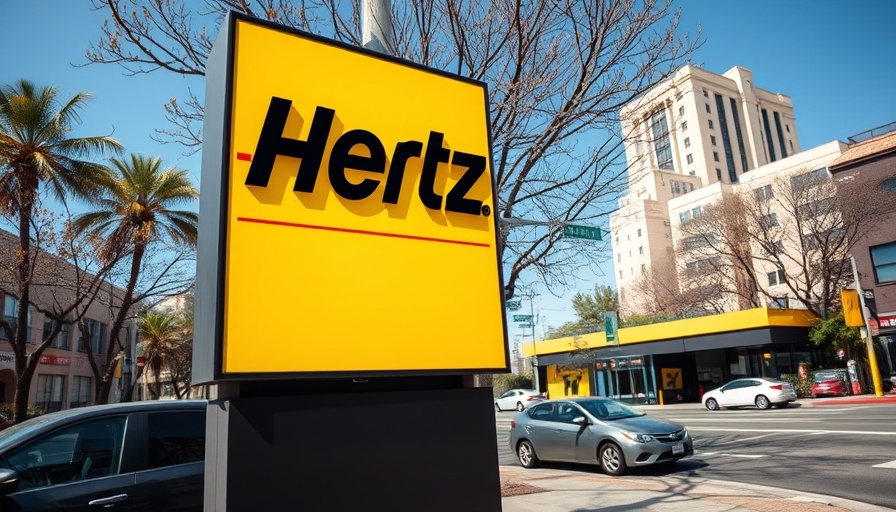 Hertz logo at car rental lot highlighting data breach setting
