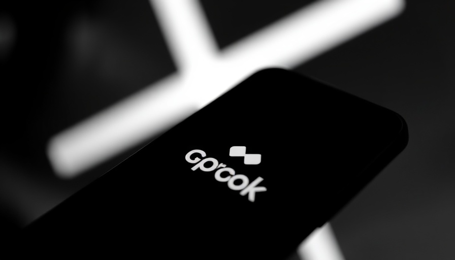 Grok Studio logo on smartphone with blurred background