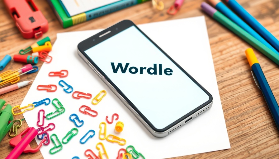 Creative Wordle setup with colorful paperclips and stationery.