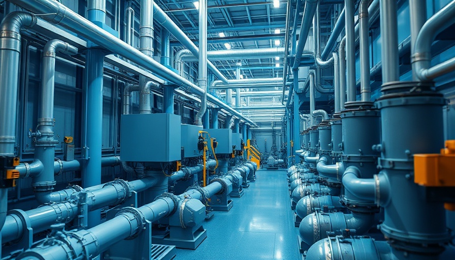 Wastewater heat recovery system in industrial plant, energy solutions focus.
