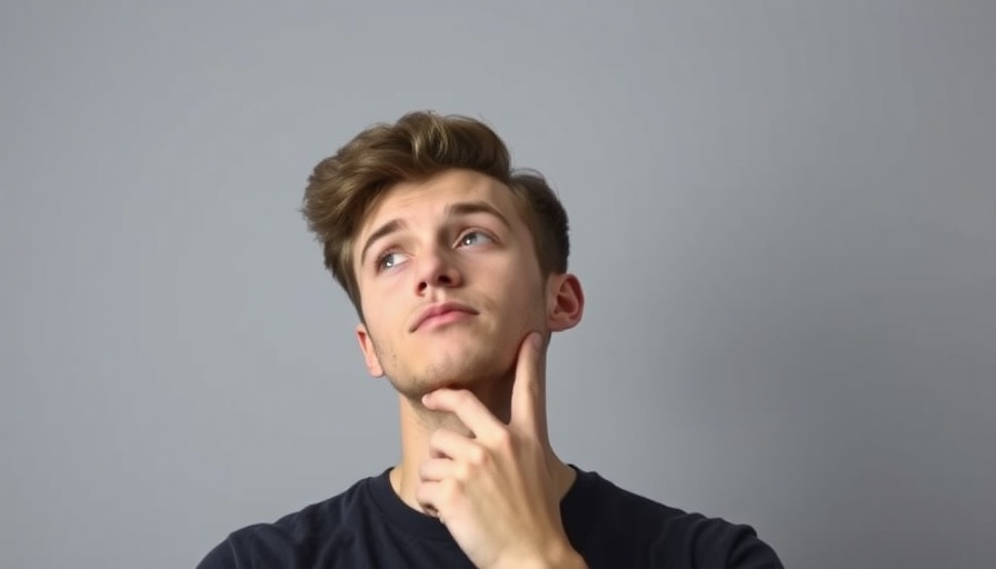Young man thinking about Google algorithm updates, with logo in background.